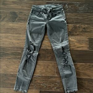Stylish Gray Distressed Women Jeans